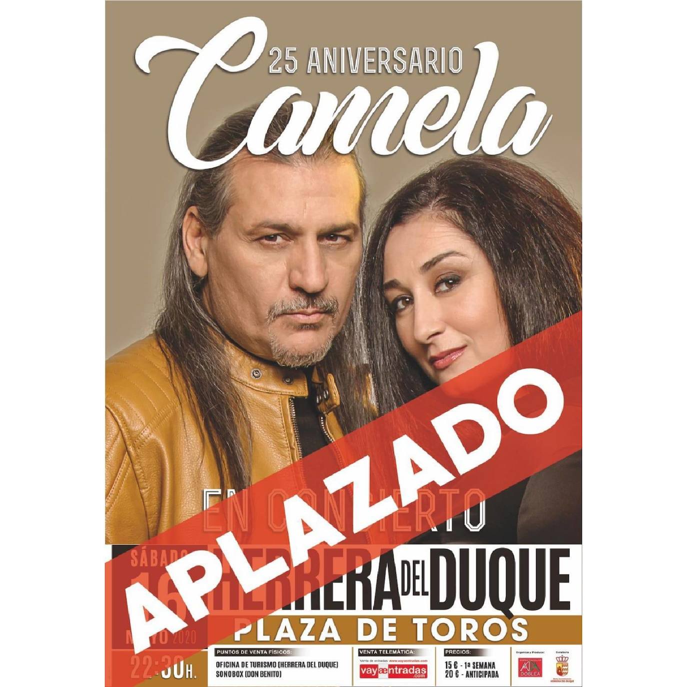 El concierto de Camela previsto para el mes de mayo se aplaza hasta nuevo aviso