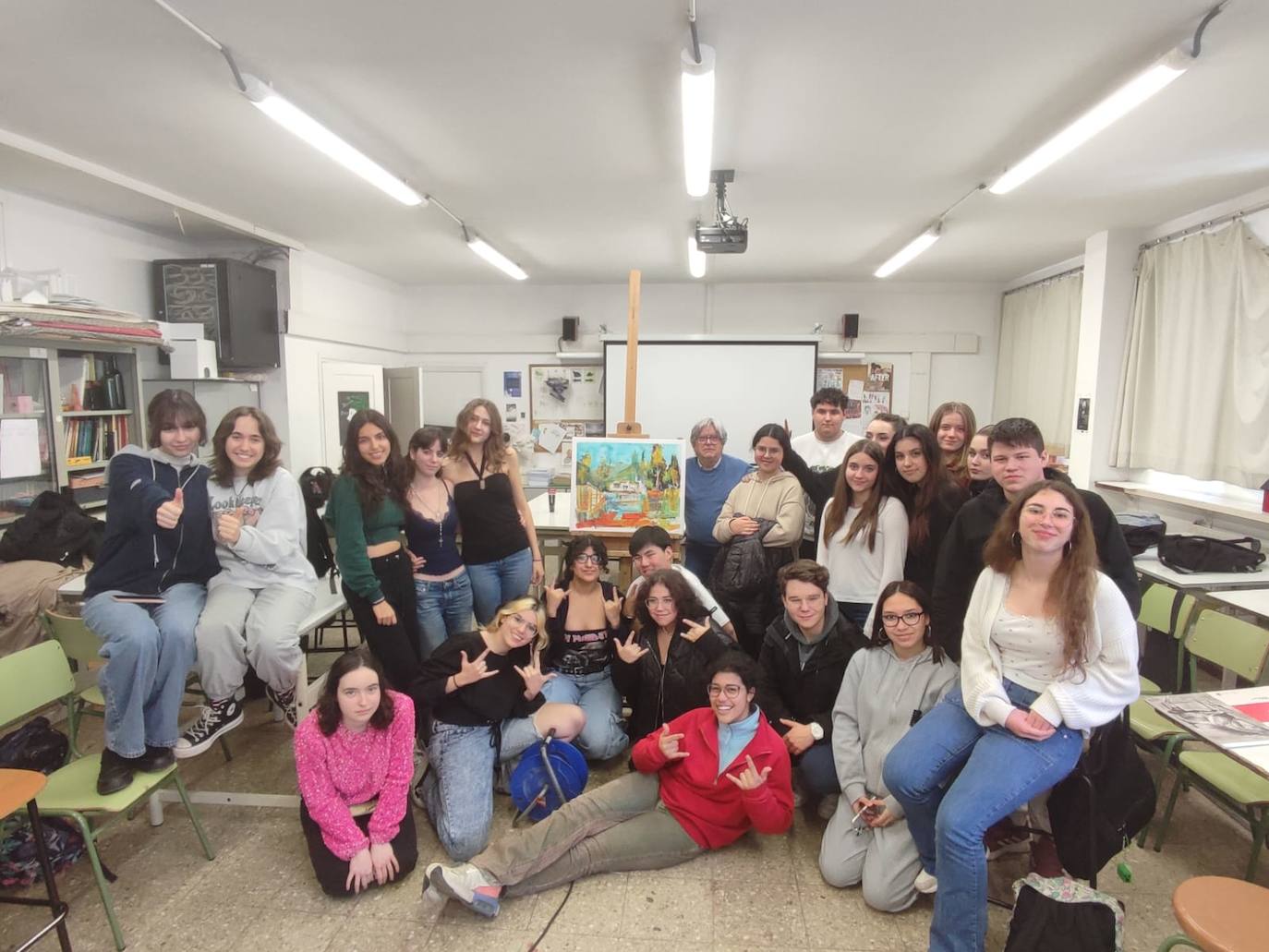 El pintor hornachego Pedro Castaño imparte una «Master Class» en el INS Mollet« de Mollet del Vallés a alumnos de Bellas Artes