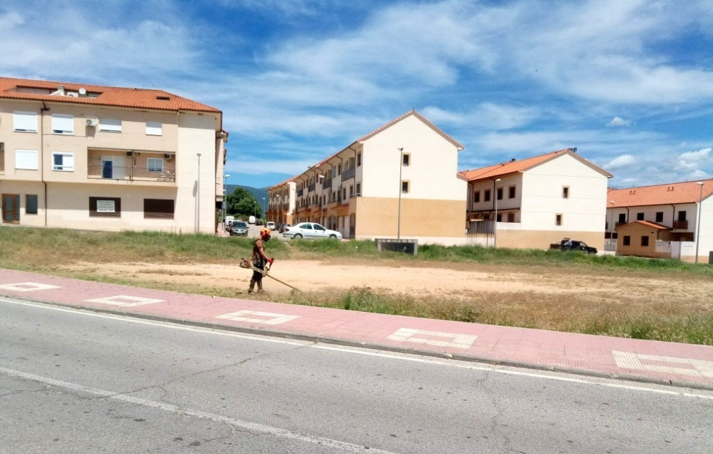 Desbroce del recinto ferial, frente al polideportivo. 