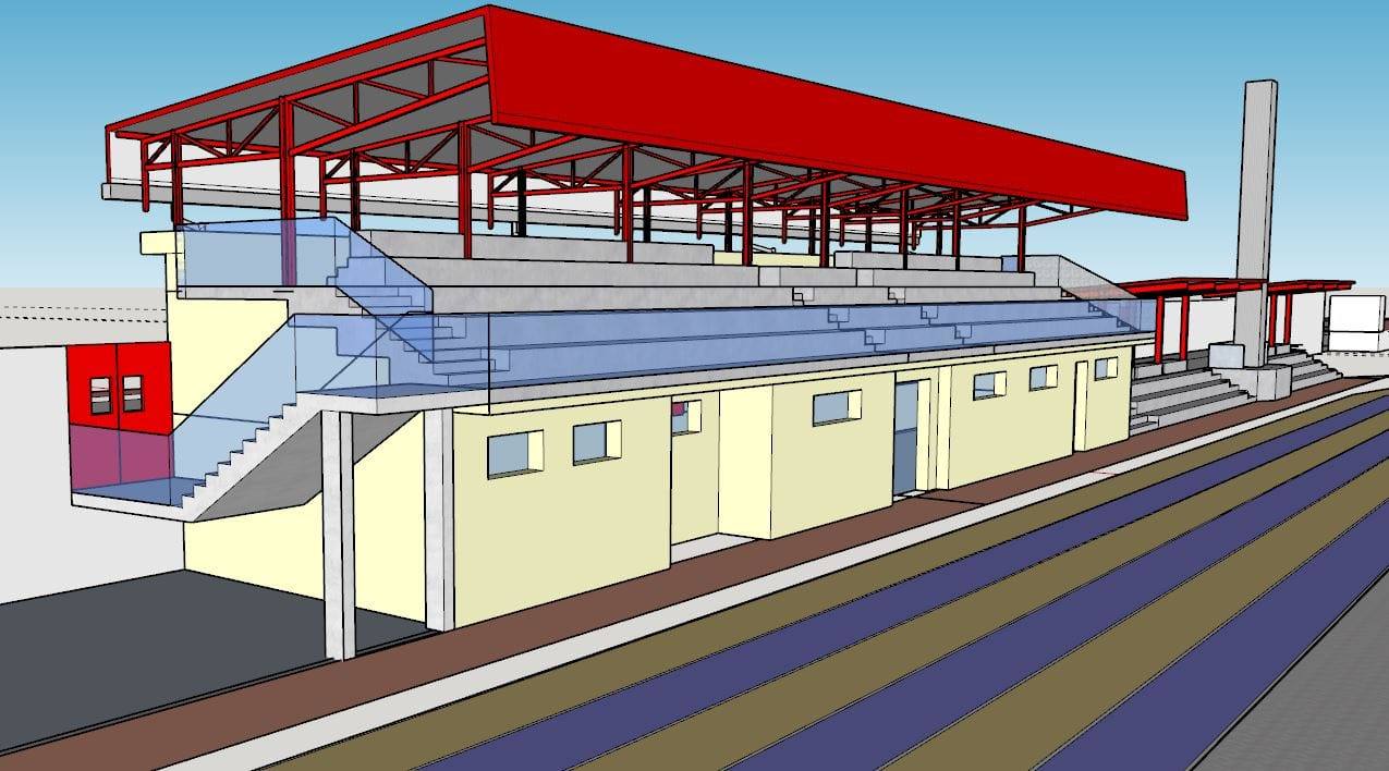 Empiezan las obras para dotar de cubierta a la tribuna norte del polideportivo municipal