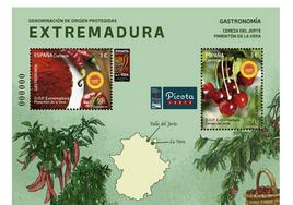 El sello que emitirá la Fábrica de Moneda y Timbre dedicado al pimentón y cereza.