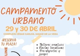 Cartel anunciador del campamento urbano.