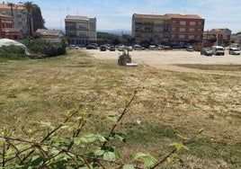 Desbroce del solar usado como aparcamiento en la avenida de la Constitución.