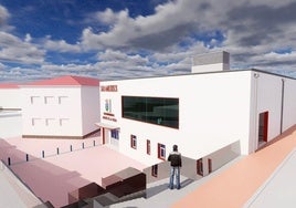 Diseño de la nave multiusos vista desde la calle Ávila.