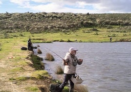 Los participantes en el campeonato en pleno proceso de capturas en la charca jaraiceña de Los Invernaderos.