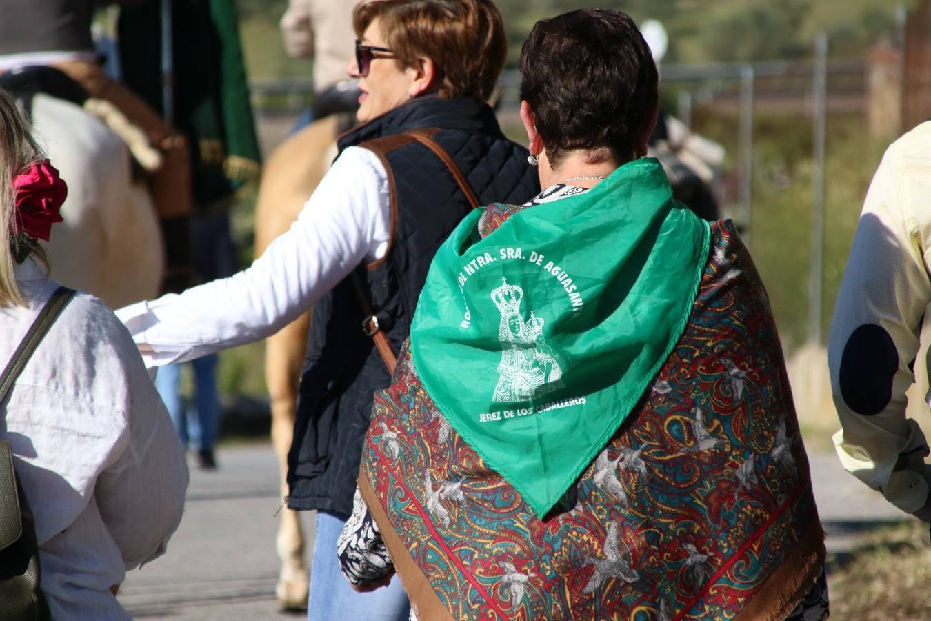Romeros, carrozas y caballistas han acompañado, esta mañana, en procesión, al Simpecado de Nuestra Señora de Aguasantas, Patrona de Jerez de los Caballeros, hasta la ermita consagrada a su nombre. Durante el camino, no han faltado las perrunillas, la copa de anís, el acompañamiento musical del tamborilero de la Hermandad de La Algaba, Ramón Barragán, y los cánticos y bailes de algunos romeros. Un día de júbilo, convivencia y devoción a Nuestra Señora de Aguasantas que culminará, esta tarde, a las 20 horas, con el rezo del Santo Rosario en la citada ermita y el canto de la Salve a la Virgen.