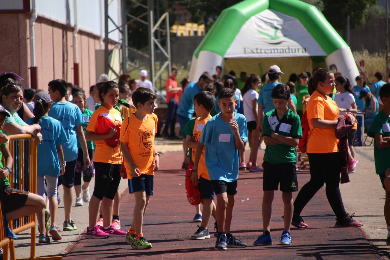 La Ciudad Deportiva 'Manuel Calzado' ha acogido, esta mañana, la celebración de la IV Convivencia Deportiva de Primaria, organizada por el Centro de Profesores y Recursos de esta ciudad con el apoyo del Ayuntamiento de Jerez, la Junta de Extremadura, la Diputación de Badajoz y la Fundación 'Alfonso Gallardo'. Más de 750 escolares de 15 colegios han disfrutado de esta experiencia deportiva con pruebas de atletismo, lanzamiento de peso, salto de altura, salto de longitud y lanzamiento de jabalina.