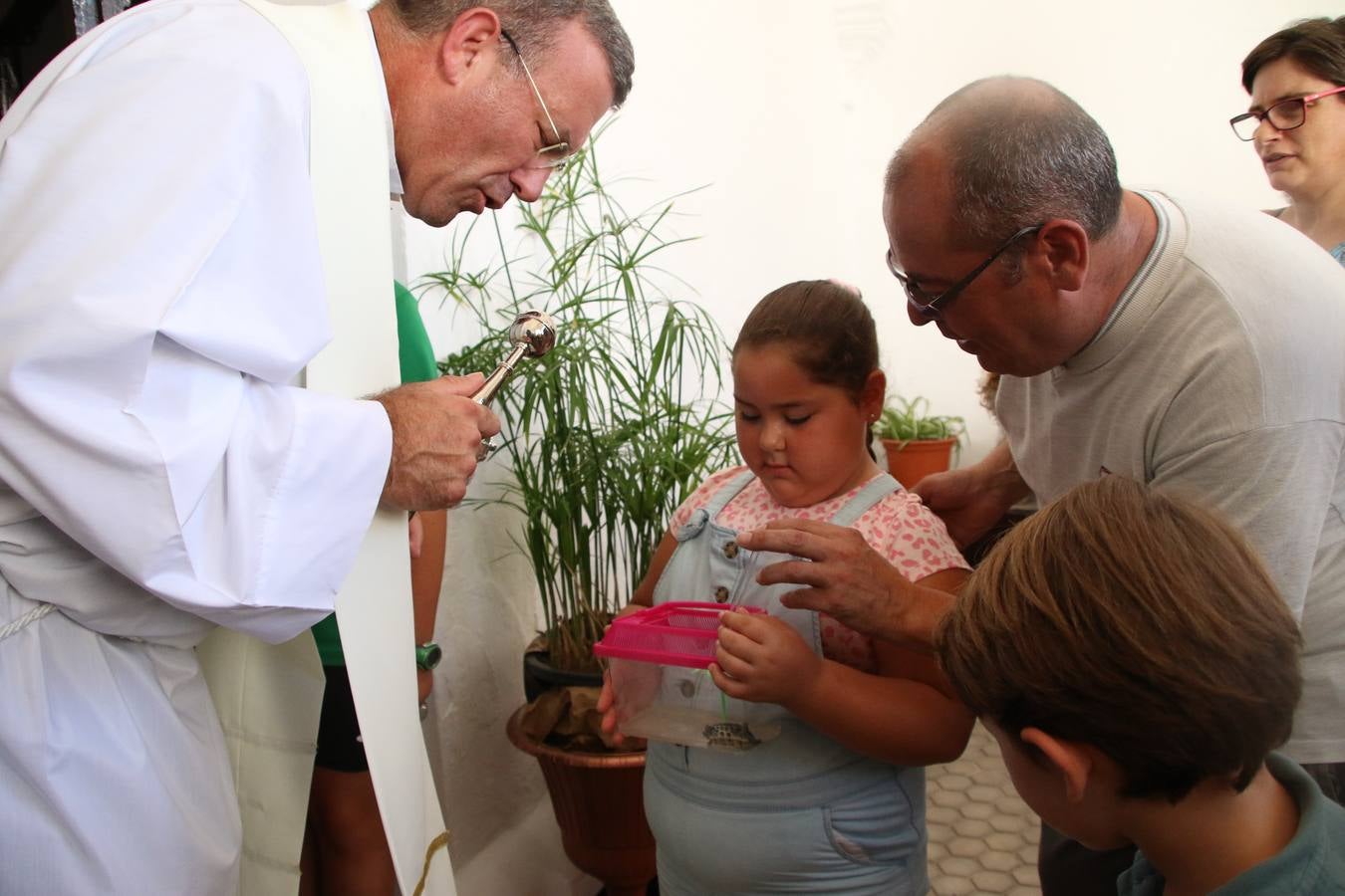 El popular barrio de 'San Roque' ha acogido, esta mañana, la primera jornada de su tradicional «velá». La cita ha comenzado con el despertar del barrio con repiques de campana y ha continuado con la tradicional ceremonia de la bendición de animales, los juegos infantiles, una gran tómbola y la fiesta de la espuma. 