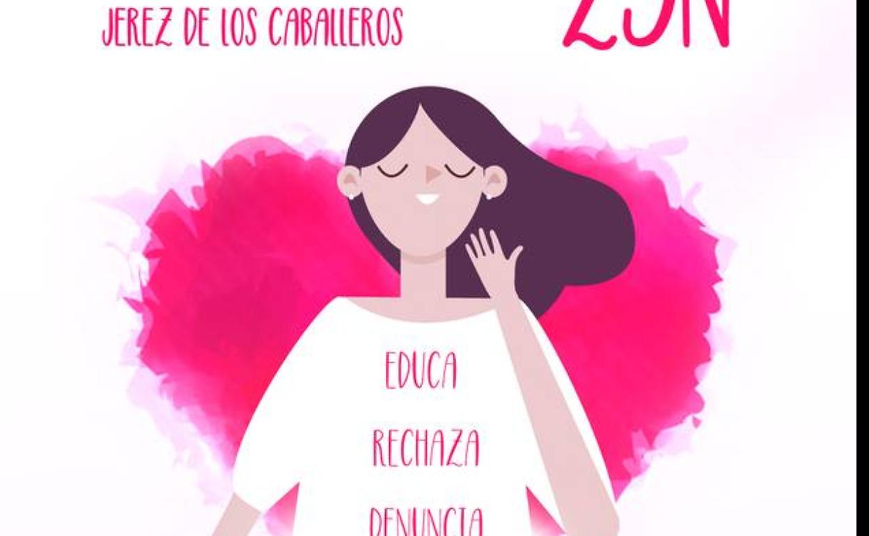 Imagen del cartel del programa de actos con motivo del 25N en Jerez de los Caballeros.