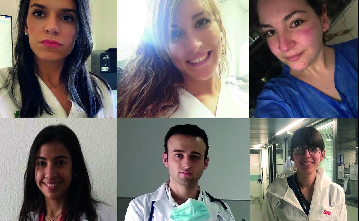 Cristina Mogío, Natalia Labrador, Laura Macías, Inmaculada Morales, Jesús Gordillo y Noelia Jiménez (de izq. a der.).