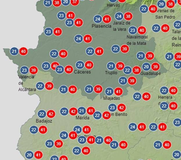 Extremadura volverá a los 40 grados el domingo y llegará a los 42 el lunes