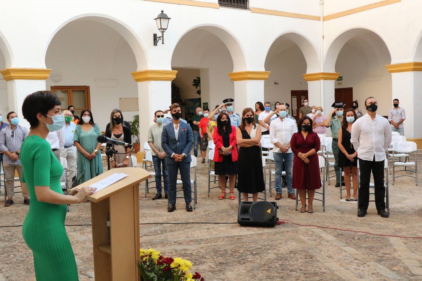 El alcalde de Jerez de los Caballeros, Juan Carlos Santan, durante su discurso.