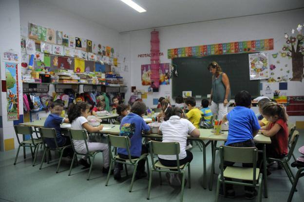 Aula de infantil de un colegio de Mérida hace tres años.