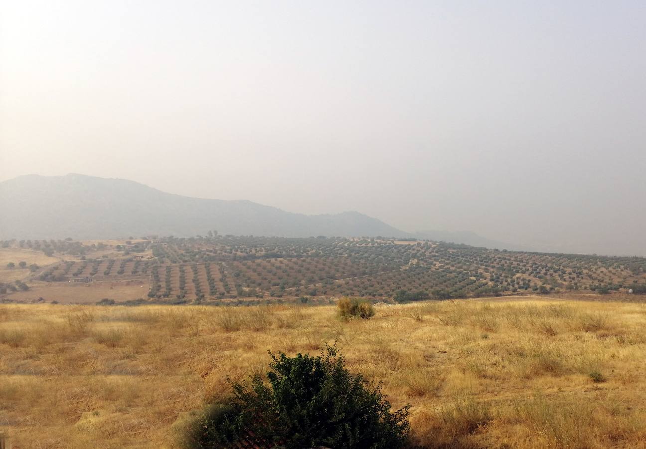 Vista de la sierra bajo el efecto del humo