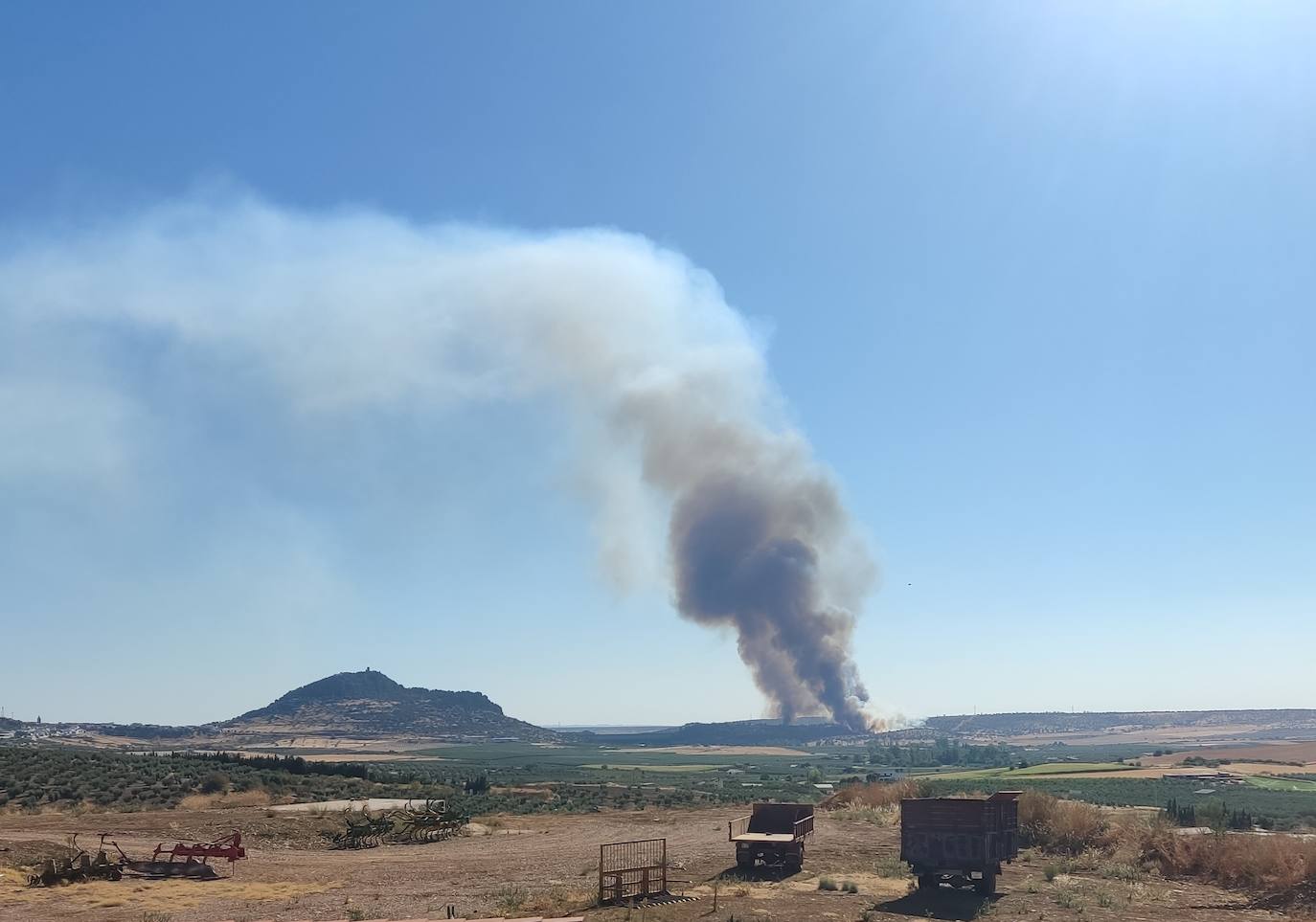 Vista del incendio desde La Zarza