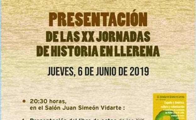 Presentación de las XX Jornadas de Historia en Llerena el jueves 6 de junio