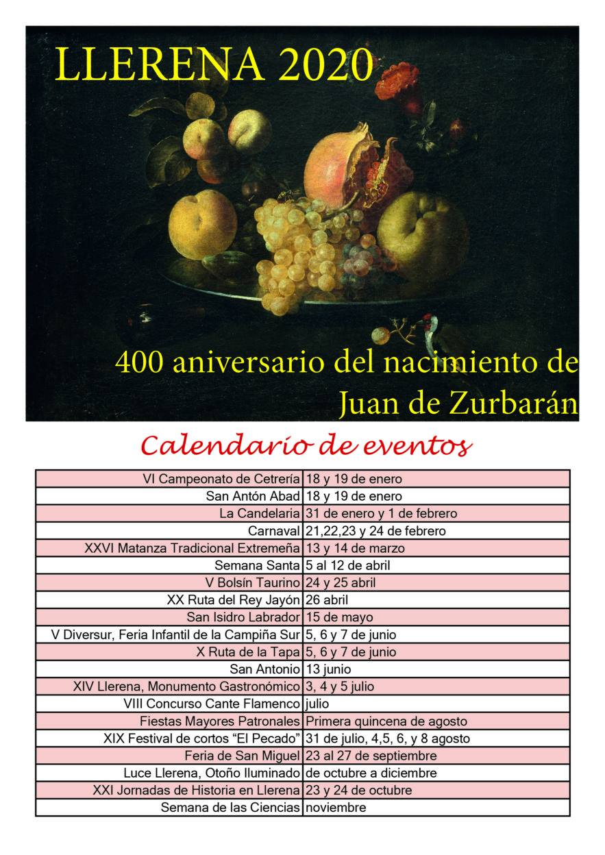 Calendario de eventos 2020 de Llerena