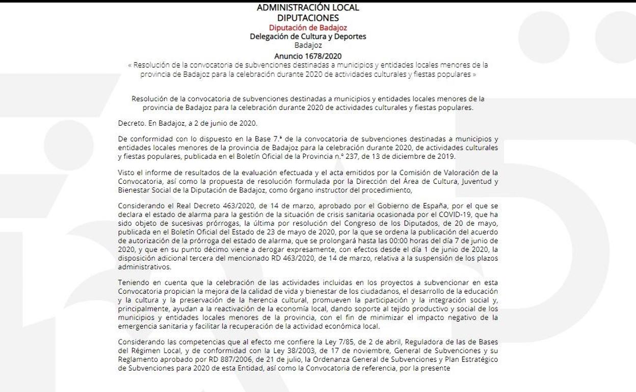 Llerena se beneficia de 8.750 euros para destinar a actividades culturales y fiestas