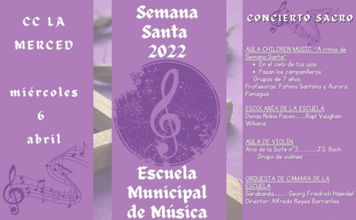 Esta tarde, concierto sacro de la Escuela Municipal de Música
