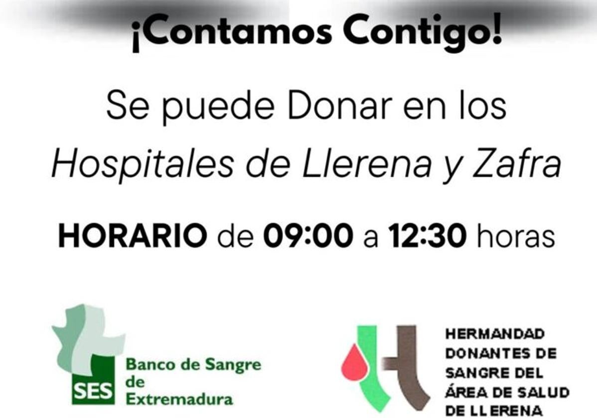Llamamiento urgente para la donación de sangre en Llerena y Zafra