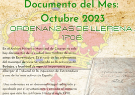 Las Ordenanzas de Llerena de 1708 son el documento del mes del Ayuntamiento de Cáceres