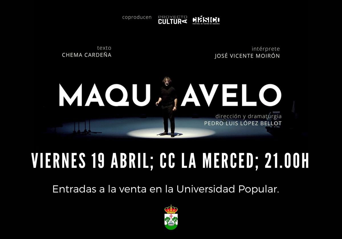 Este viernes, representación de la obra teatral 'Maquiavelo'