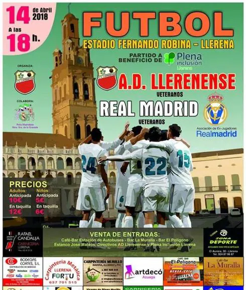 Cartel del partido que enfrentará a los veteranos del Real Madrid contra los locales