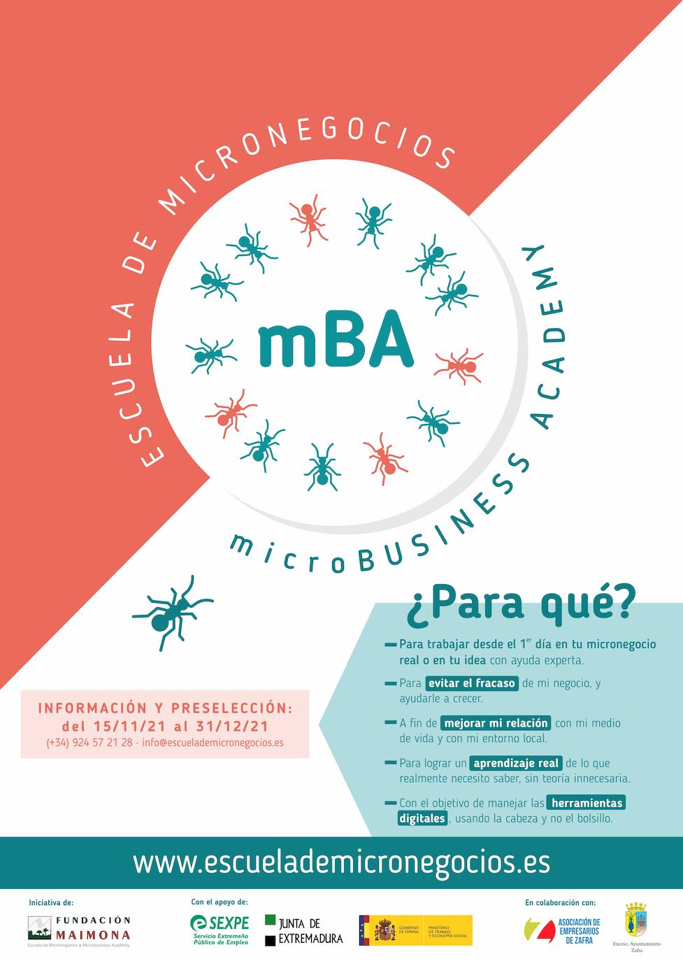 Cartel de la escuela de micronegocios 
