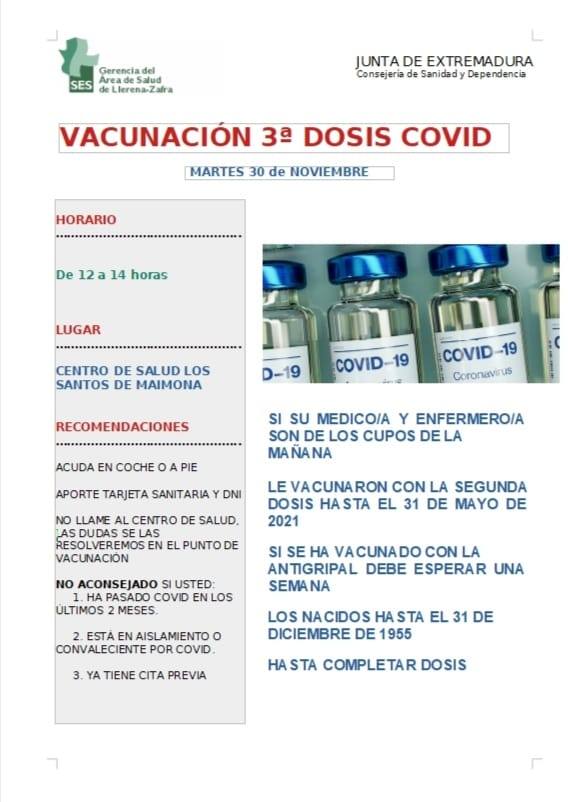 Cartel de la vacunación del martes 30 de noviembre 