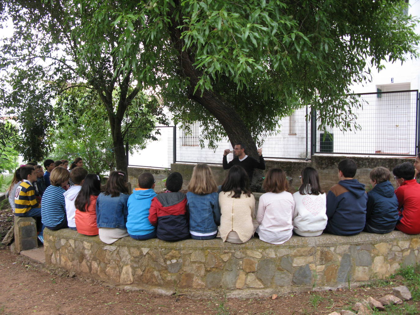 Una actividad escolar en el jardín botánico del colegio 