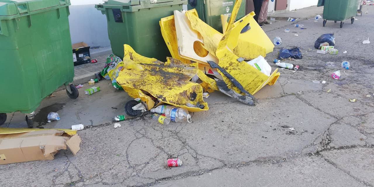 Estado en que quedó el contenedor amarillo 