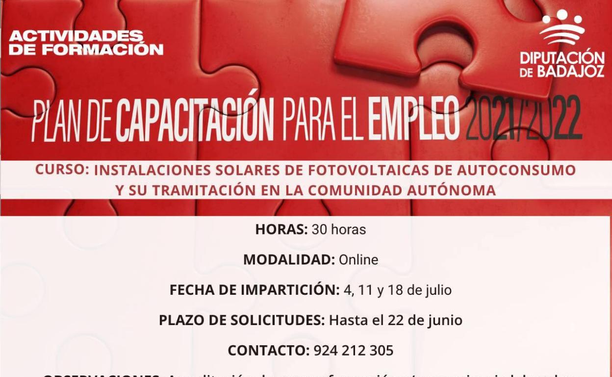 Cartel de la formación de instalaciones solares de fotovoltaicas 