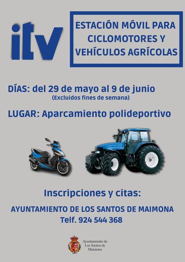 Cartel de ITV de maquinarias agrícolas, de obras y servicios y ciclomotores