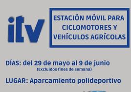 Cartel de ITV de maquinarias agrícolas, de obras y servicios y ciclomotores