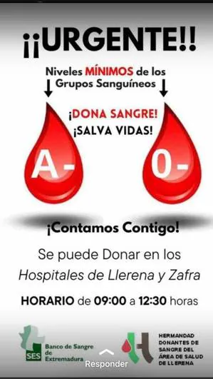 Cartel de petición sangre grupos A- y 0-