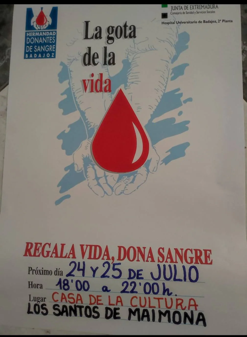Cartel donaciones en Los Santos