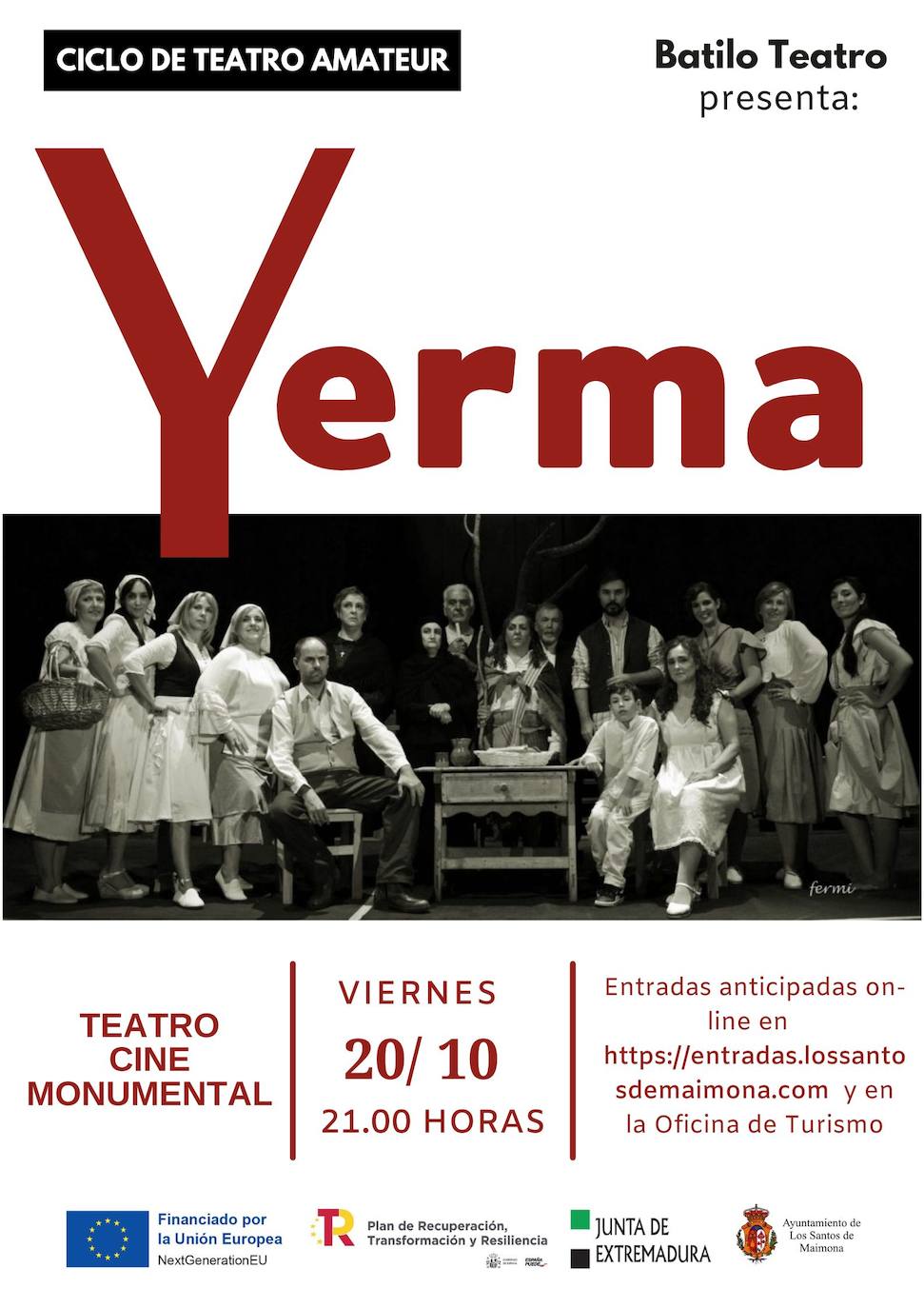 'Yerma', de Batilo Teatro, abre este viernes el Ciclo de Teatro Amateur en el Monumental