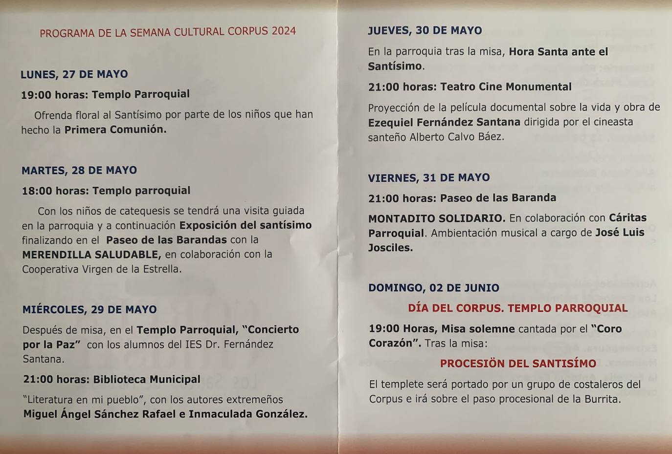 Programa semana Cultural