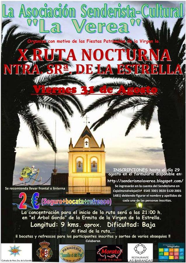Cartel de una de las actividades más seguidas, la tradicional Ruta Nocturna Senderista