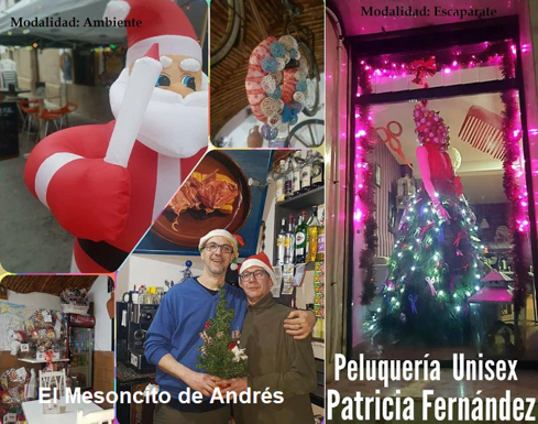 'El Mesoncito de Andrés' y la peluquería unisex de Patricia Fernández, ganadores del concurso de Decoración de Escaparate y Ambiente Navideño