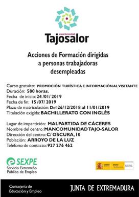 Mañana finaliza el periodo de inscripción para el curso de Promoción Turística e Información al Visitante