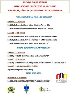Agenda deportiva para el fin de semana
