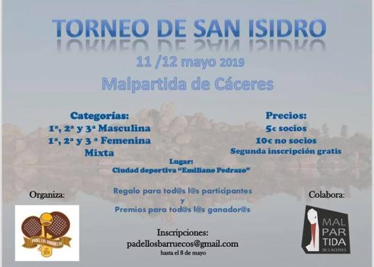 Mañana comienza el torneo de pádel de San Isidro