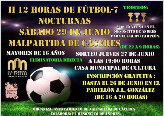 Segunda edición de las 12 Horas de Fútbol-7 Nocturnas el próximo 29 de junio