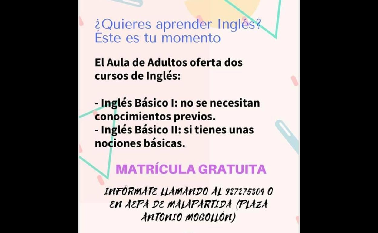 El Aula de Adultos oferta dos cursos de inglés