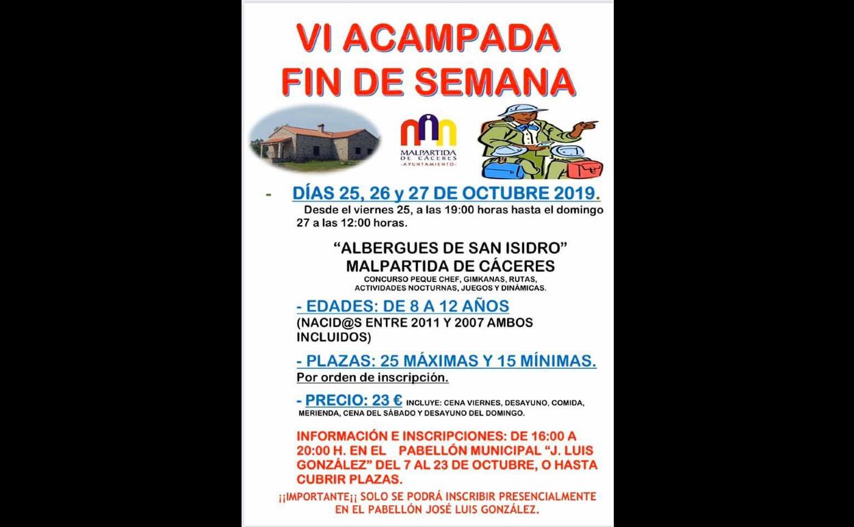 Abiertas las inscripciones para la VI Acampada de Fin de Semana en los Albergues de San Isidro