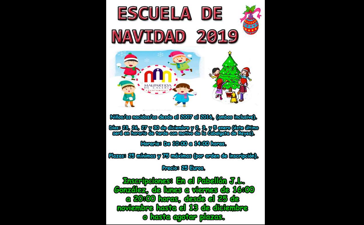 Abierto el plazo de inscripción para la Escuela de Navidad