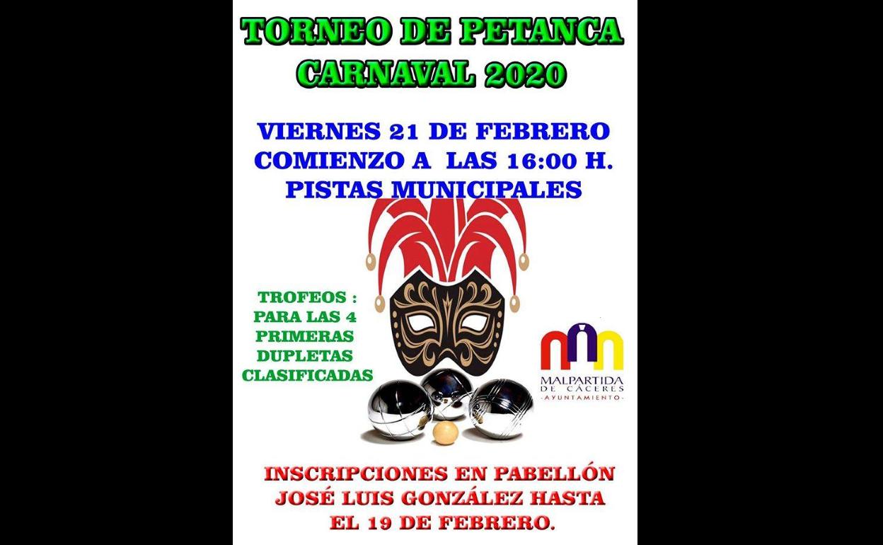 Abiertas las inscripciones para el Torneo de Petanca de Carnaval 2020