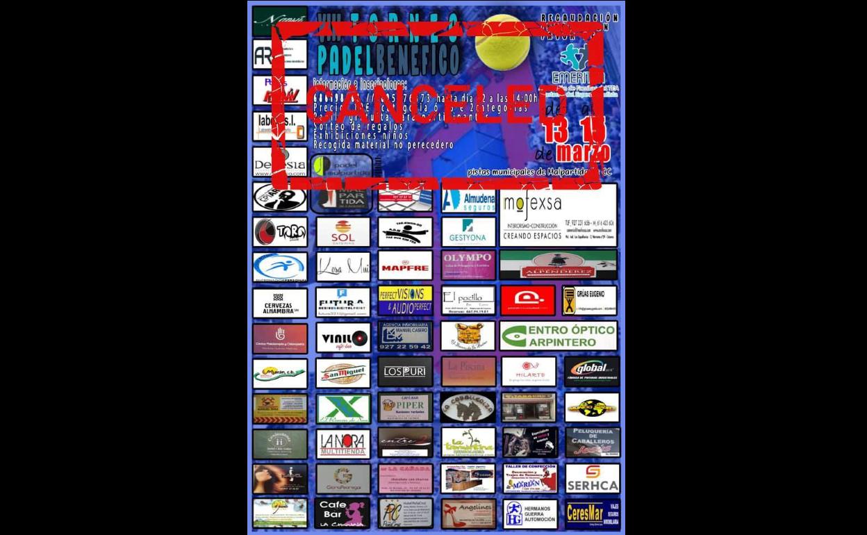 Suspendido nuevamente el VIII Torneo Benéfico de Pádel