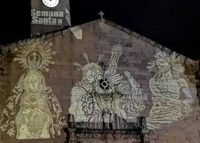 Imagen secundaria 1 - Malpartida de Cáceres ha proyectado su Semana Santa en los muros de la iglesia